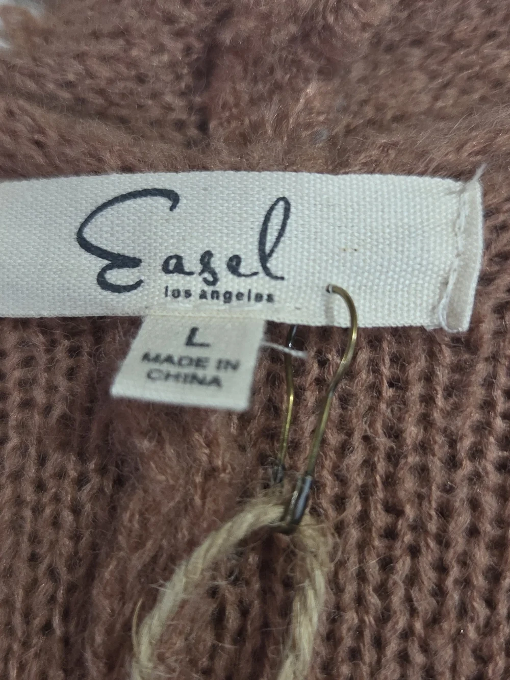 Easel Rust Hooded Fringe Wrap with Blue and Cream Stripes Western Native Indian